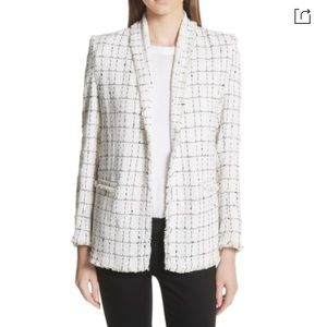 IRO
Quanto Windowpane Tweed Blazer In Ecru/ Black